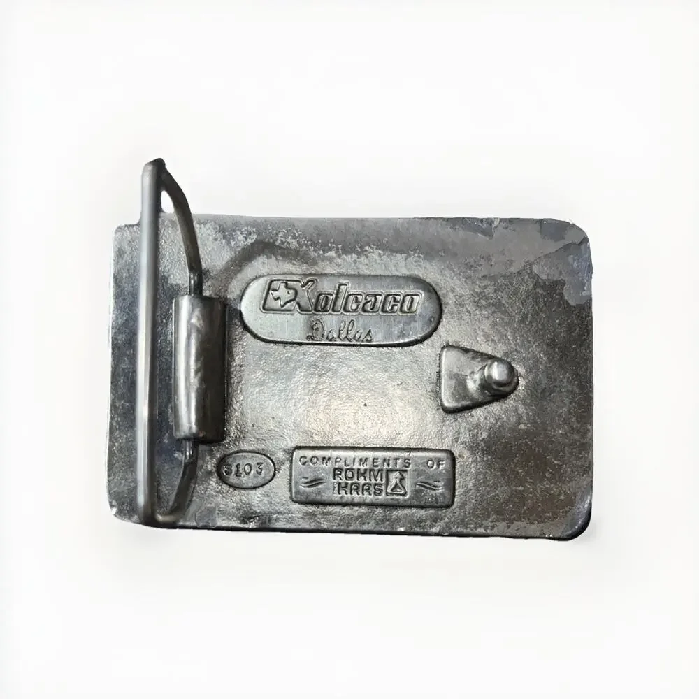 Vintage Dithane M-45 Belt Buckle Rohm & Haas Agriculture Koleaco Dallas Silver